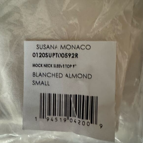 Susana Monaco Mock Neck Sleeve Top 9" in Blanched Almond NWT Size Small - Picture 9 of 9